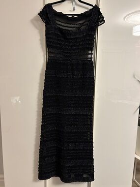 Lillie Rubin Black Ruffled Maxi Dress